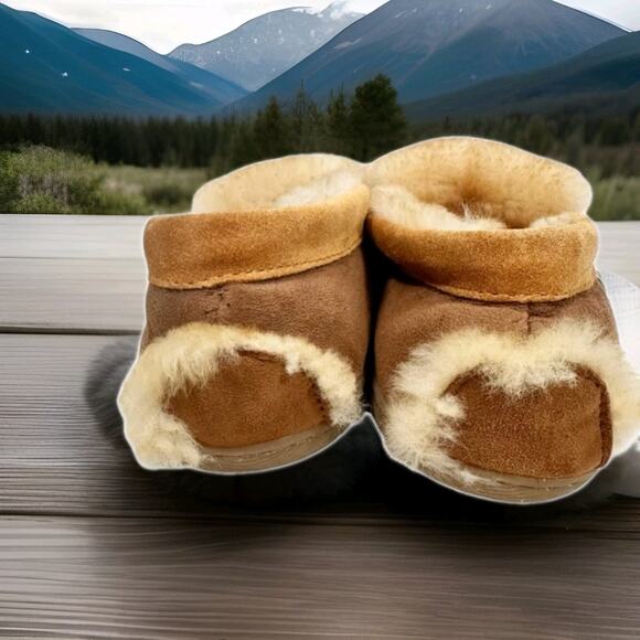 LL Bean Wicked Good Slippers Fold Over Moccasins Mens Size 10M Shearling Suede - Picture 5 of 8